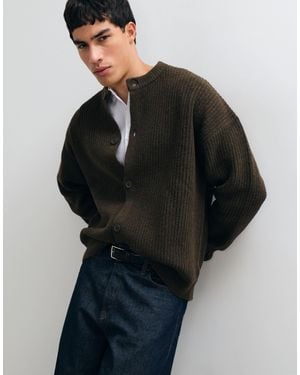 ASOS Oversize-strickcardigan aus wollmix mit rippstruktur und rundhalsausschnitt - Braun