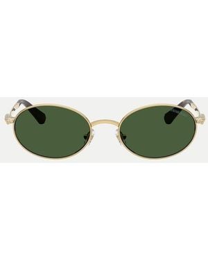 Swarovski Gafas De Sol Doradas Ovaladas Con Lentes Verdes De