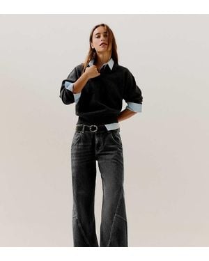 Bershka Petite Low-rise Barrel Jeans - Black