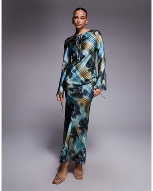 DASKA Satin Maxi Dress - Blue