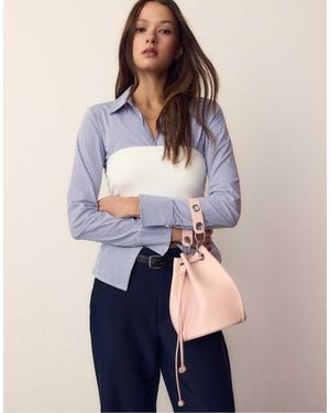 Stradivarius Rigid Eyelet Bucket Bag - Blue