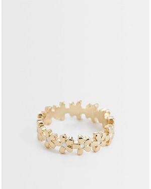 ASOS Asos Design Curve Ring With Mini Flower - Natural