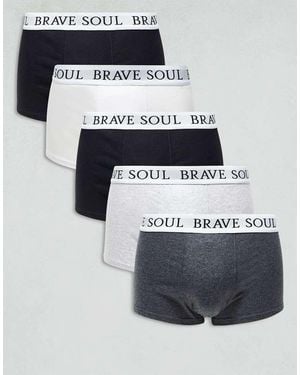 Brave Soul 5 Pack Boxers With Logo Waistband - Multicolour