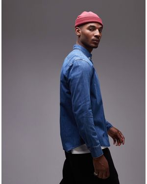 ARKET Denim Chambray Shirt With Button Collar - Blue