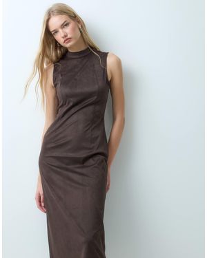 Vila Maxikleid mit hohem kragen - Braun