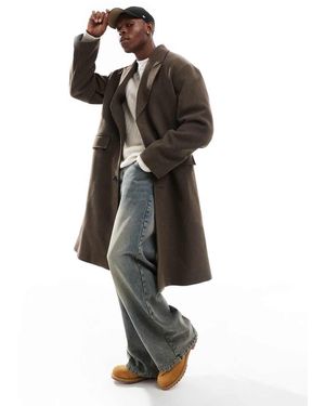 Weekday Abrigo Largo Marrón Jaspeado De Mezcla De Lana Pavo De - Negro