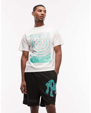 No Problemo Mesh Board Shorts With Nyp Logo - White
