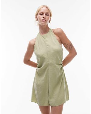TOPSHOP – neckholder-playsuit aus cupro - Grün