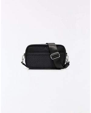 Bershka Borsa A Tracolla Tecnica Nera Con Monogramma - Nero