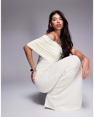 ASOS Vestito Lungo Monospalla Arricciato - Bianco