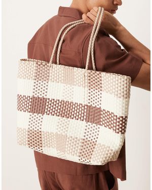 ASOS Cabas effet tressé à carreaux - Marron