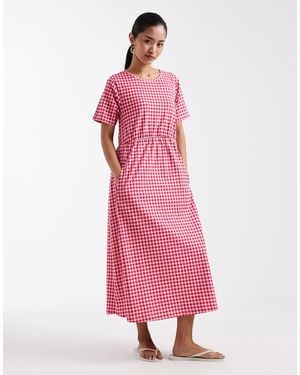 Threadbare Vestito Midi A Maniche Corte - Rosa