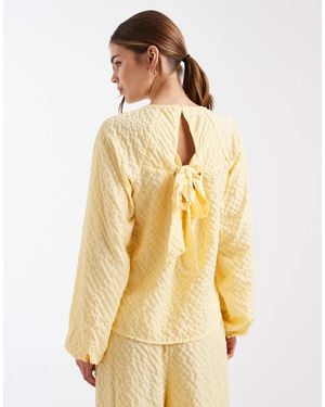 Vero Moda Bow Back Textured Long Sleeve Top Co-ord - Natural