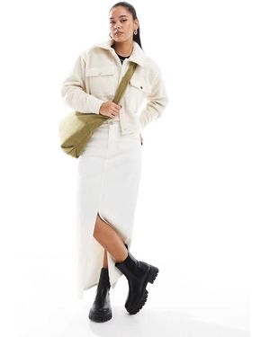 Vero Moda Lightweight Textured Borg Shacket - White