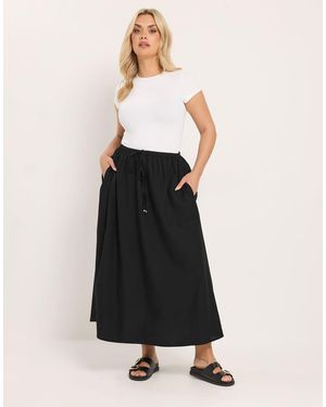 Yours Clothing Linen Maxi Skirt - Black