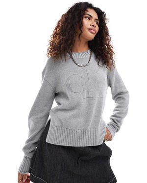 Calvin Klein Maglione Ampio Con Intarsi - Grigio