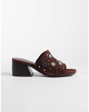 Free People Mirage Mirror Embellished Heeled Sandals - Brown