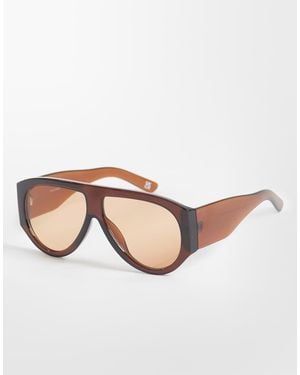 ASOS Gafas De Sol En Tonos Marrones De Estilo Aviador Con Patillas Anchas - Neutro