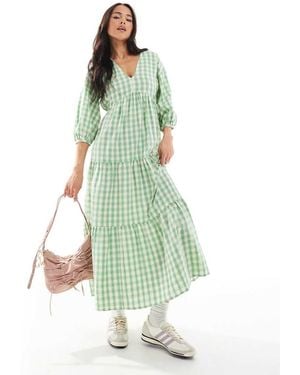 New Look V-Neck Smock Midi Dress - Green