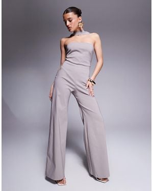 Vesper Bengaline Choker Detail Bandeau Jumpsuit - Purple