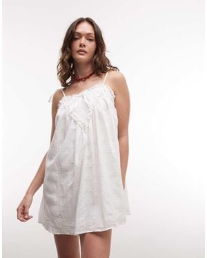 Daisy Street Vestito Corto Con Volant E Spalline Annodate - Bianco