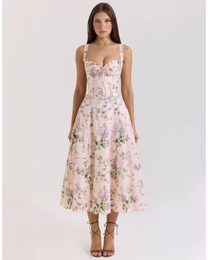 House Of Cb Rosalee Corset Midi Dress - Pink