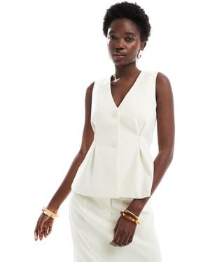 4th & Reckless Tailored Pleat Detail Waistcoat Co-Ord - White