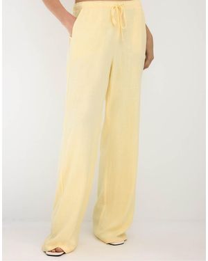 Stradivarius Flowy Linen-look Trousers - Yellow
