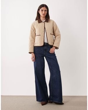 Jdy Contrast Detail Quilted Jacket - Blue