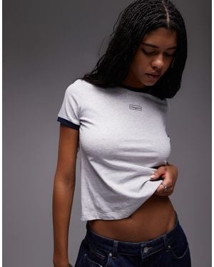 laagam Hera Logo T-shirt With Contrast Ribbed Neck And Sleeves - Brown