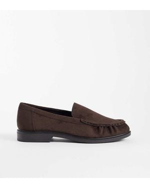 SEQWL Wide Fit Cadilliac Faux Suede Penny Loafers - Brown