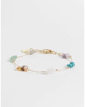 ASOS – zartes, farbenes kettenarmband mit mehrfarbigen halbedelstein-splittern - Mettallic