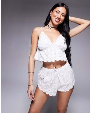 River Island Broderie Cami And Shorts Pyjama Set - Grey