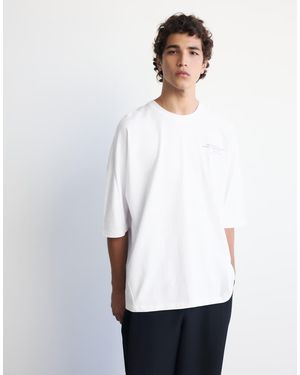 Pull&Bear T-Shirt Squadrata Con Slogan Bianca - Bianco