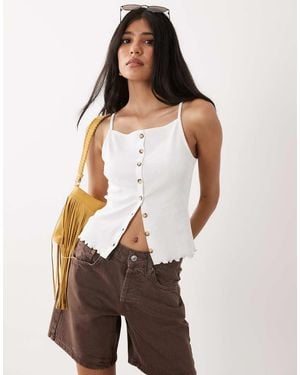 Miss Selfridge Button Through Rib Cami - White