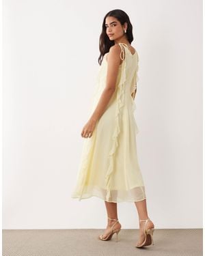 Vila Tie Shoulder Ruffle Cami Maxi Dress - Natural