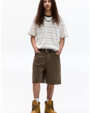 Pull&Bear T-shirt rayé à encolure contrastante - cassé - Neutre