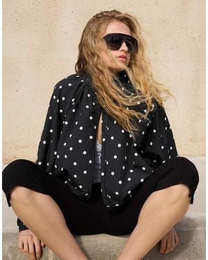 Bershka Oversize Polka Dot Jacket - Black