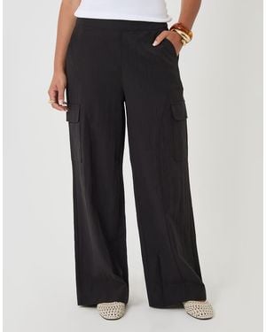 Threadbare Curve Seam Wide Leg Trousers - Black