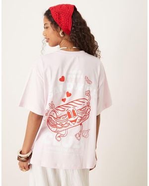 ASOS Oversized T-Shirt With Sandwich Club Graphic - Pink