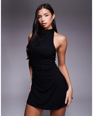 ASOS Draped Halter Mini Dress With Softline Mini Skirt - Black