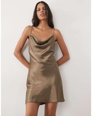 New Look Hotfix Cowl Neck Mini Dress - Brown
