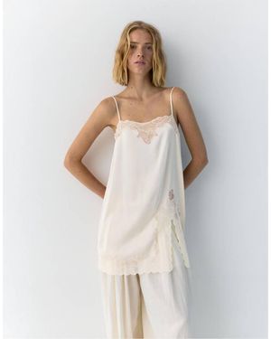Pull&Bear Lace-Trim Camisole Top - White