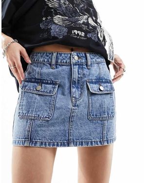 Bailey Rose Micro Denim Mini Skirt With Y2K Detail - Blue