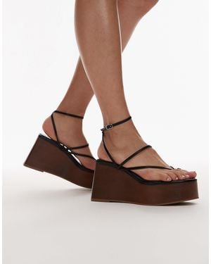 TOPSHOP Hallie Strappy Wedge - Brown