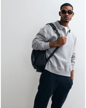 ASOS Premium Heavyweight 400gsm Oversized Quarter Zip Sweat - Gray
