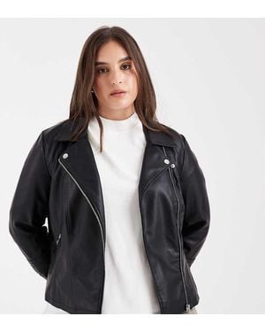 ONLY Faux Leather Biker Jacket - Black