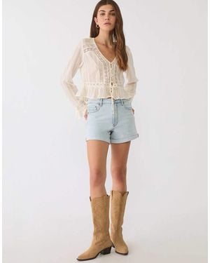 Stradivarius D85 Slim Mom Shorts - Blue