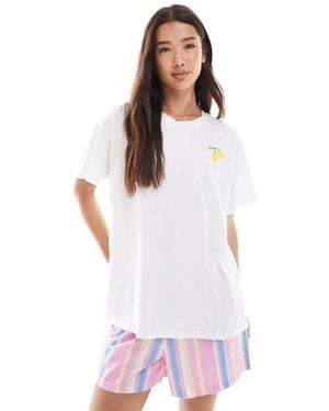 Pieces Oversized Amalfi Coast Graphic T-shirt - White