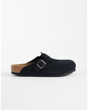 Birkenstock Unisex Boston Suede Clogs - Black